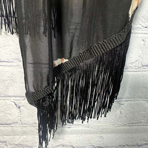 Siren Lily Maternity Black with Floral Sheer 3/4 Sleeve Kimono - Picture 3 of 4